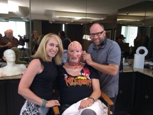 Robert Kurtzman applying the #Freddy makeup on Robert Englund with Amanda Wyss