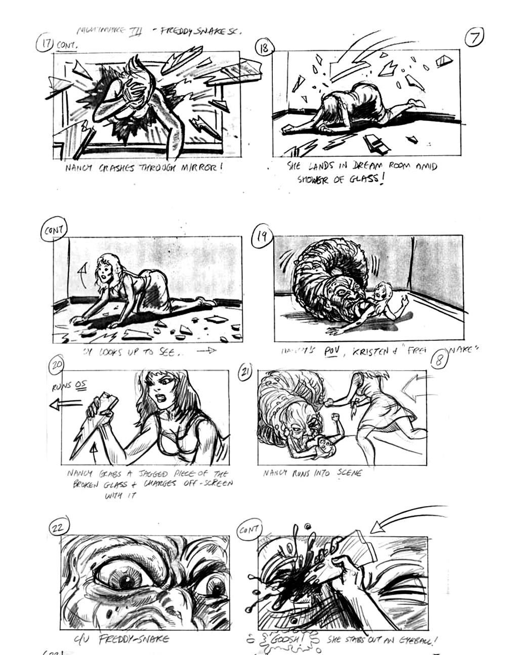 A Nightmare on Elm Street 3: Dream Warriors Freddy vs. Nancy Storyboards