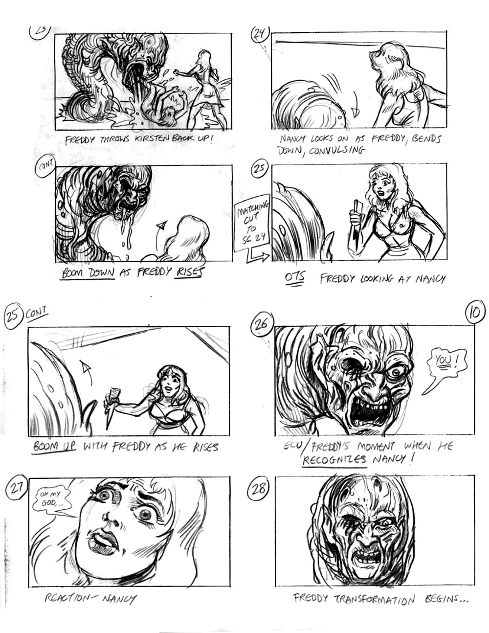 A Nightmare on Elm Street 3: Dream Warriors Freddy vs. Nancy Storyboards